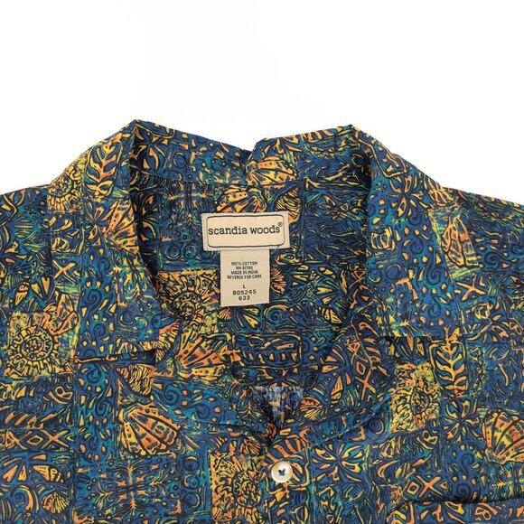 Scandia Woods Mens Multicolor Button Down Short Sleeve Cotton Shirt -Size L -GUC - Picture 3 of 10